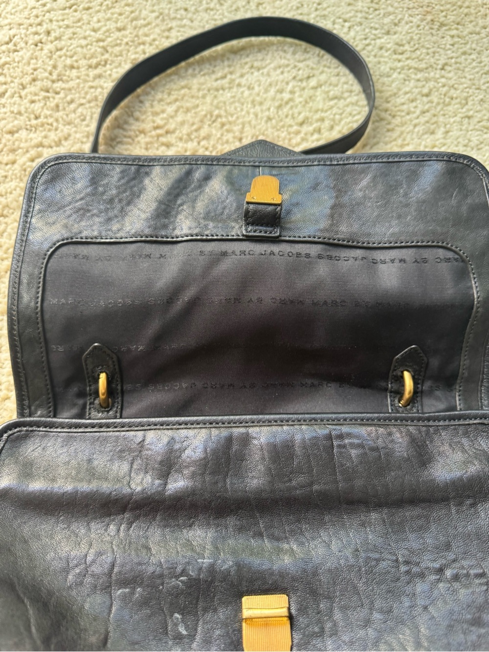 Marc By Marc Jacobs Black Textured Flap Top-Handle Satchel - Picture 5 of 11